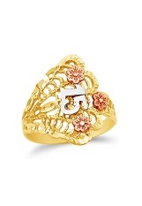 tiny 15 years three tone gold baby ring